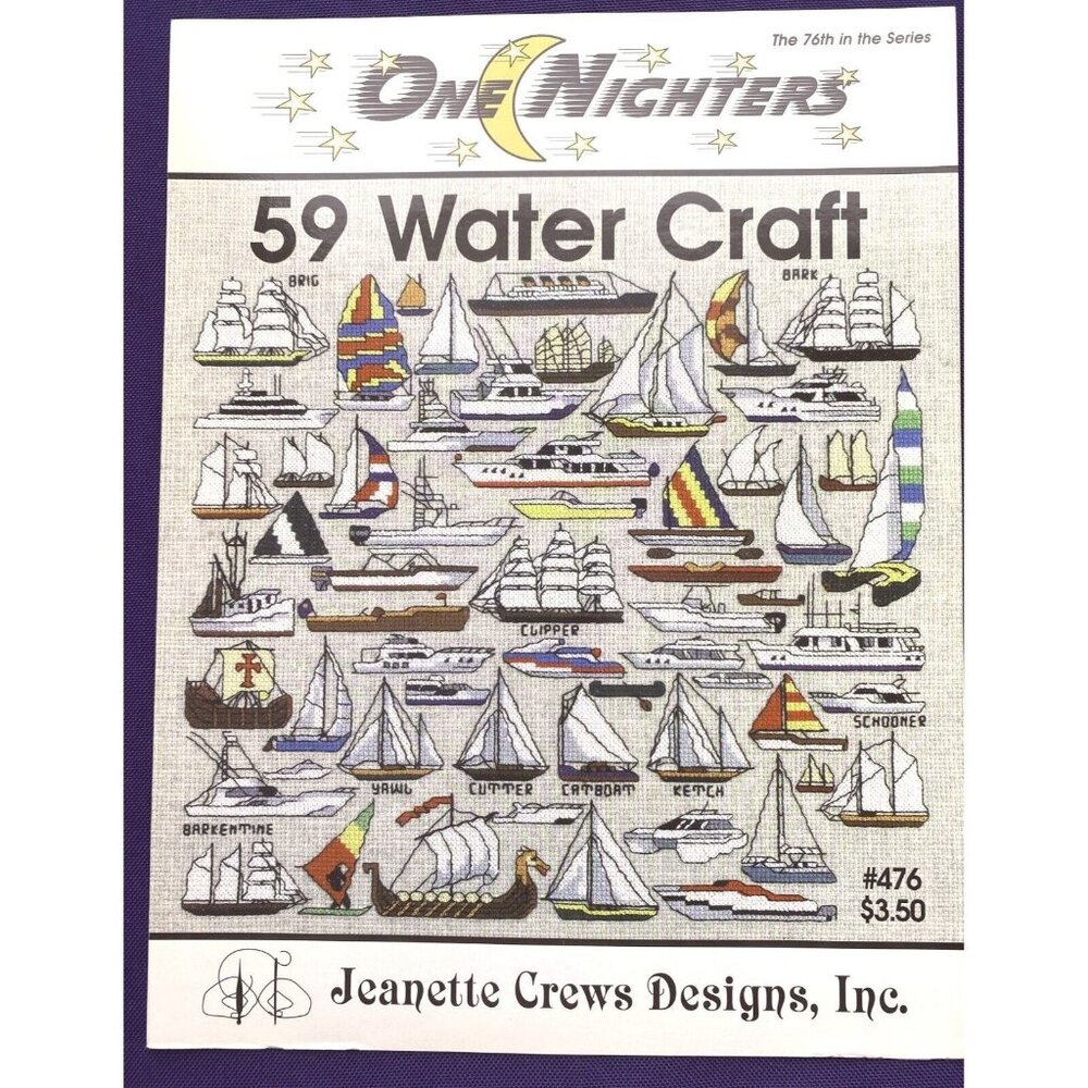 59 Water Craft One Nighters 476 Jeanette Crews Designs Cross Stitch Leaflet